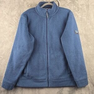 Orvis Jacket Men Medium Blue Full Zip High Pile Fleece Long Sleeve Casual